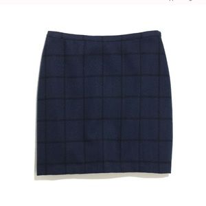 Madewell Broadway and Broome Navy Wool Check Skirt